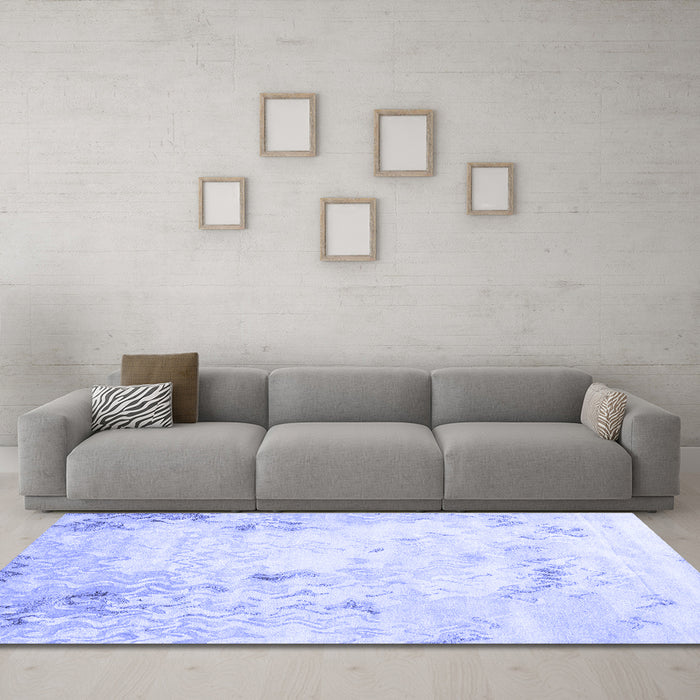 Machine Washable Abstract Blue Contemporary Rug in a Living Room, wshcon2589blu