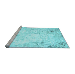 Sideview of Machine Washable Abstract Light Blue Contemporary Rug, wshcon2589lblu