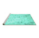 Sideview of Machine Washable Abstract Turquoise Contemporary Area Rugs, wshcon2589turq