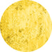 Round Abstract Yellow Contemporary Rug, con2589yw