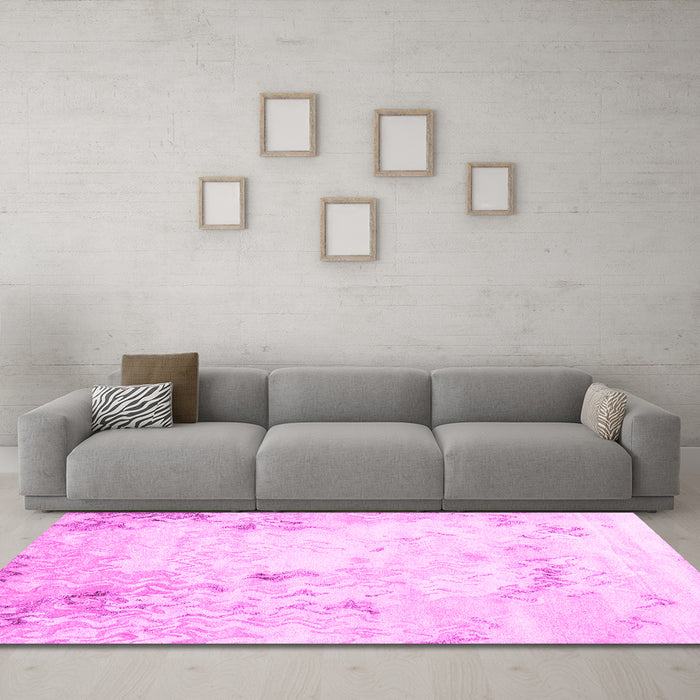 Machine Washable Abstract Pink Contemporary Rug in a Living Room, wshcon2589pnk