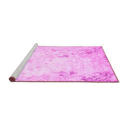 Sideview of Machine Washable Abstract Pink Contemporary Rug, wshcon2589pnk