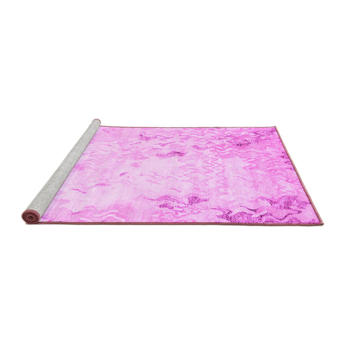 Sideview of Machine Washable Abstract Pink Contemporary Rug, wshcon2589pnk