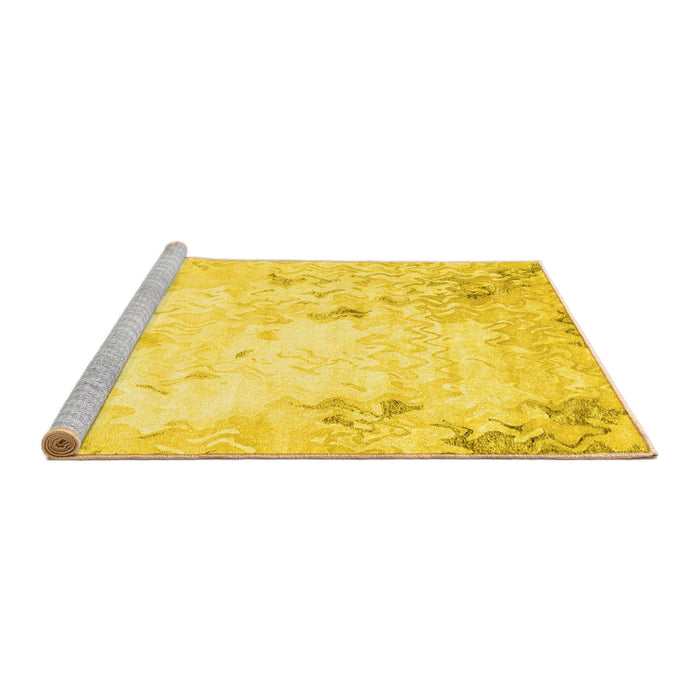 Sideview of Machine Washable Abstract Yellow Contemporary Rug, wshcon2589yw