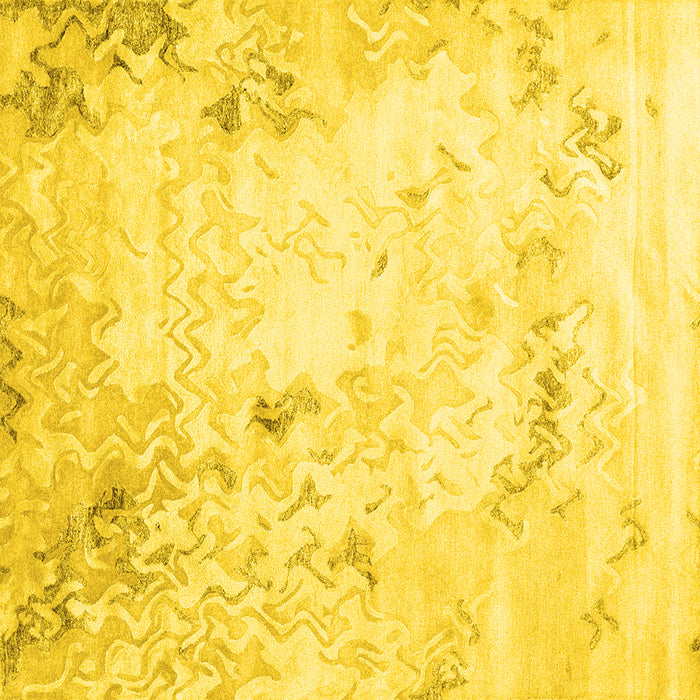 Square Machine Washable Abstract Yellow Contemporary Rug, wshcon2589yw