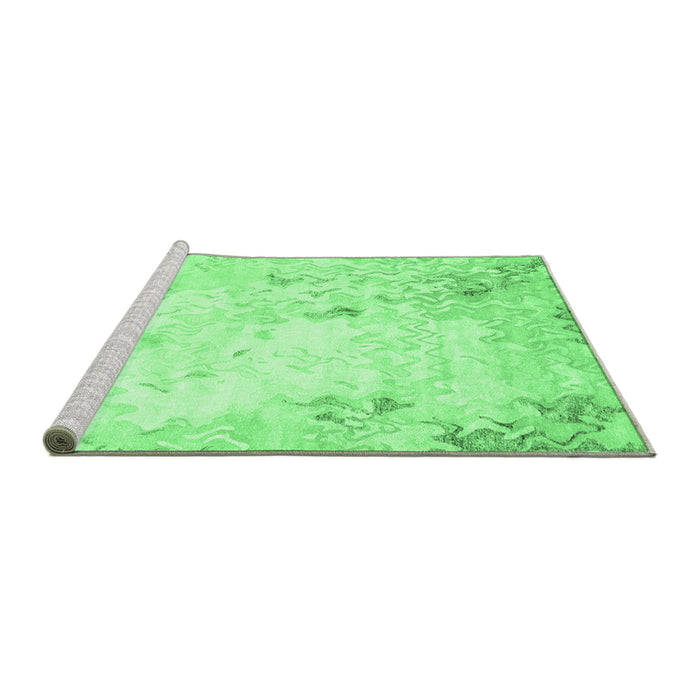 Sideview of Machine Washable Abstract Emerald Green Contemporary Area Rugs, wshcon2589emgrn
