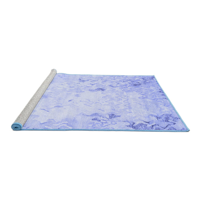 Sideview of Machine Washable Abstract Blue Contemporary Rug, wshcon2589blu