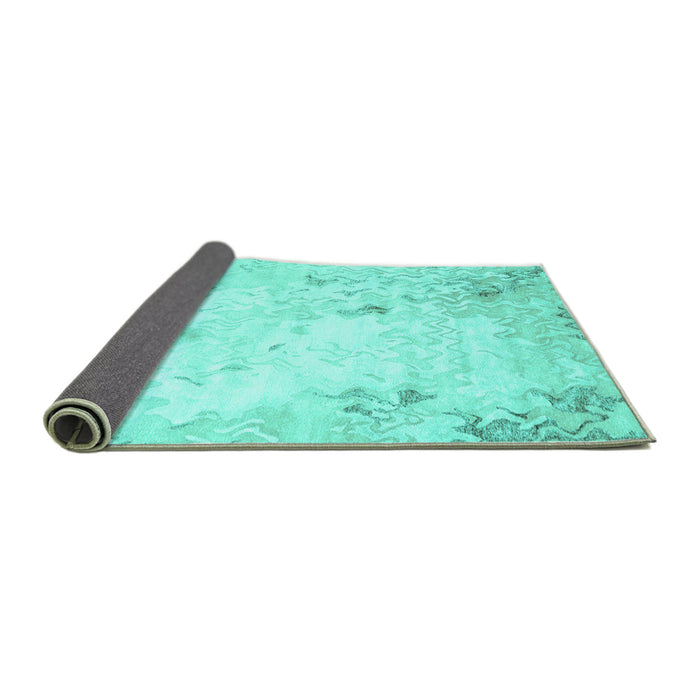 Sideview of Abstract Turquoise Contemporary Rug, con2589turq