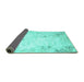 Sideview of Abstract Turquoise Contemporary Rug, con2589turq