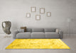 Machine Washable Abstract Yellow Contemporary Rug in a Living Room, wshcon2589yw