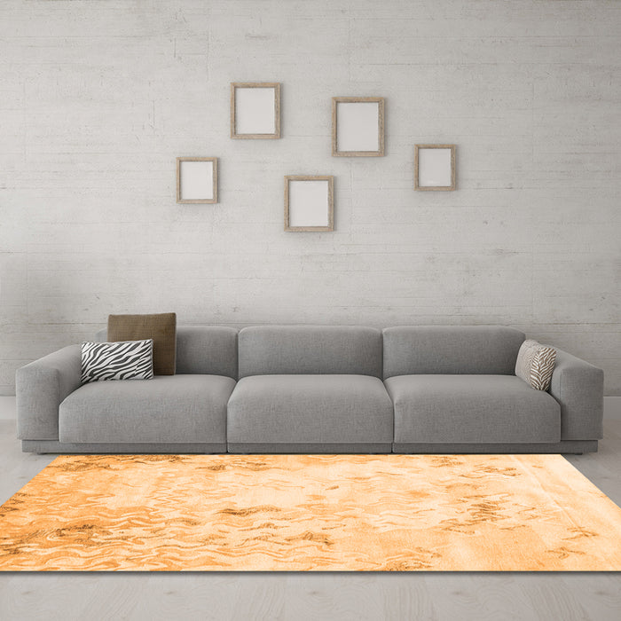 Machine Washable Abstract Orange Contemporary Area Rugs in a Living Room, wshcon2589org