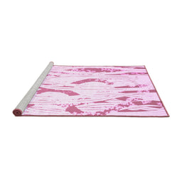 Sideview of Machine Washable Abstract Pink Contemporary Rug, wshcon258pnk