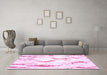 Machine Washable Abstract Pink Contemporary Rug in a Living Room, wshcon258pnk