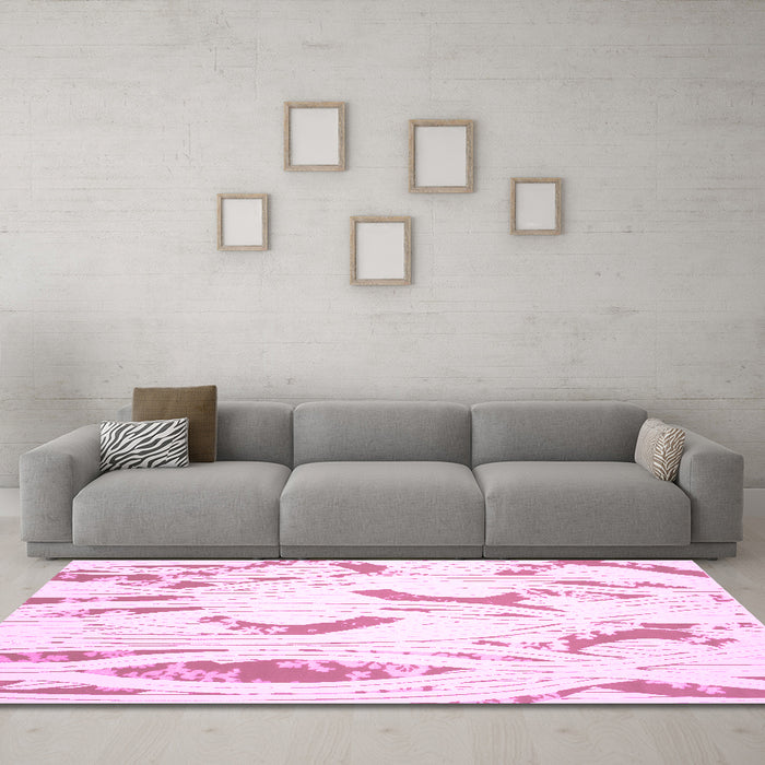 Machine Washable Abstract Pink Contemporary Rug in a Living Room, wshcon258pnk