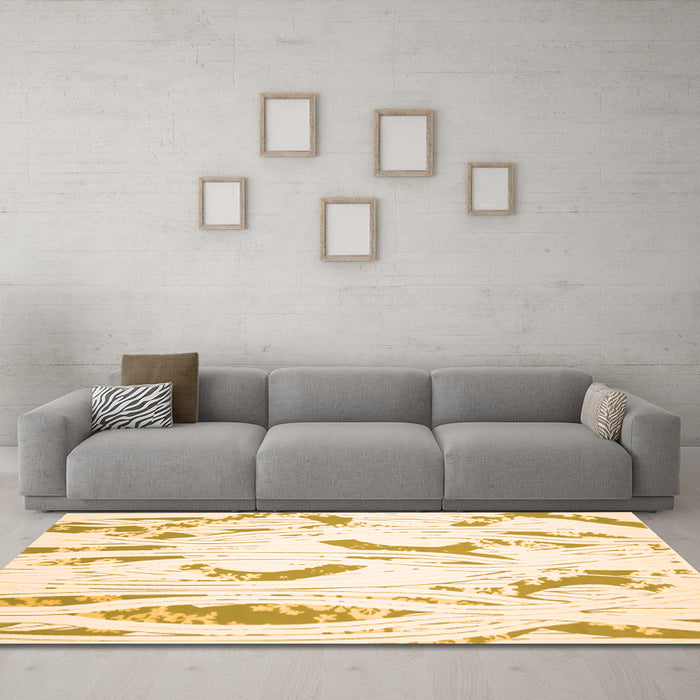 Machine Washable Abstract Orange Contemporary Area Rugs in a Living Room, wshcon258org