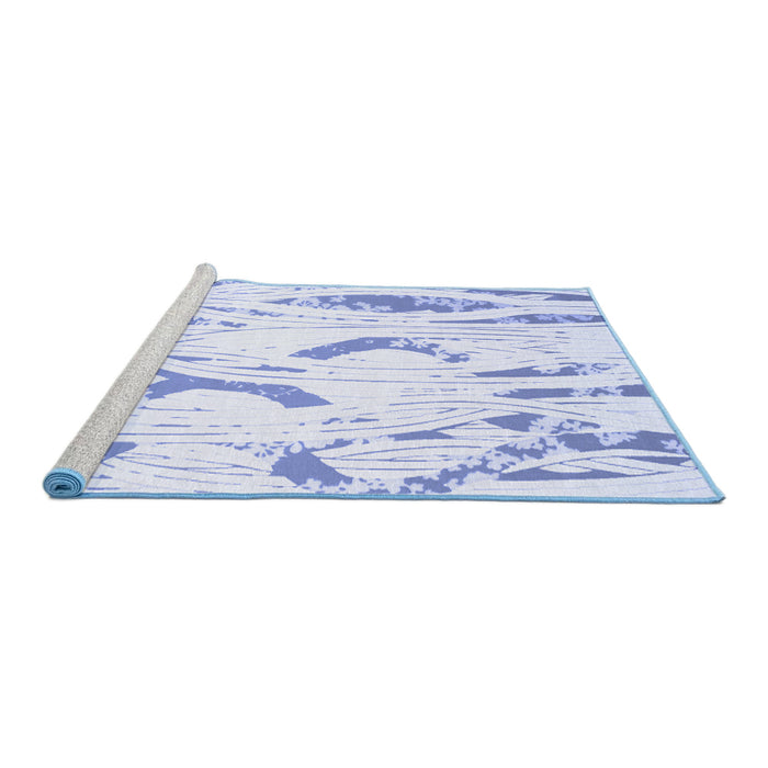 Sideview of Machine Washable Abstract Blue Contemporary Rug, wshcon258blu