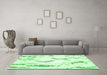 Machine Washable Abstract Emerald Green Contemporary Area Rugs in a Living Room,, wshcon258emgrn