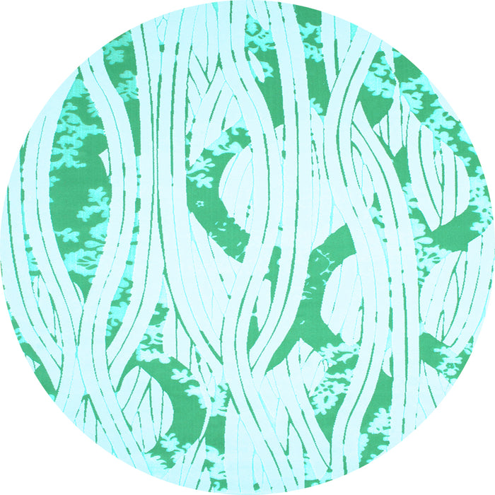 Round Abstract Light Blue Contemporary Rug, con258lblu