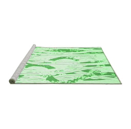 Sideview of Machine Washable Abstract Emerald Green Contemporary Area Rugs, wshcon258emgrn