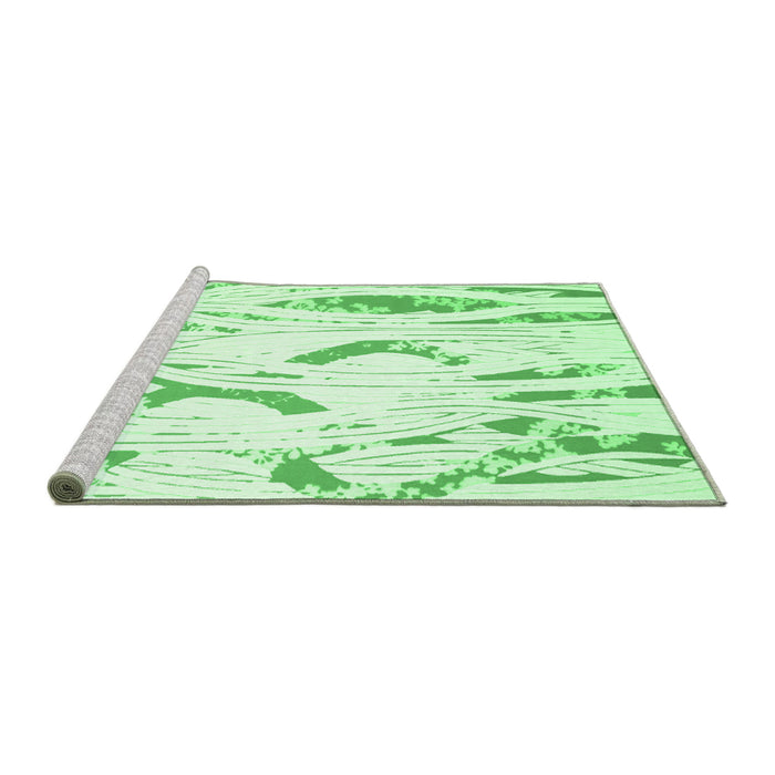 Sideview of Machine Washable Abstract Emerald Green Contemporary Area Rugs, wshcon258emgrn