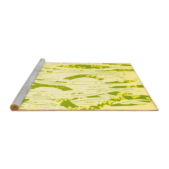 Sideview of Machine Washable Abstract Yellow Contemporary Rug, wshcon258yw