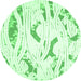 Round Abstract Emerald Green Contemporary Rug, con258emgrn