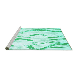 Sideview of Machine Washable Abstract Turquoise Contemporary Area Rugs, wshcon258turq