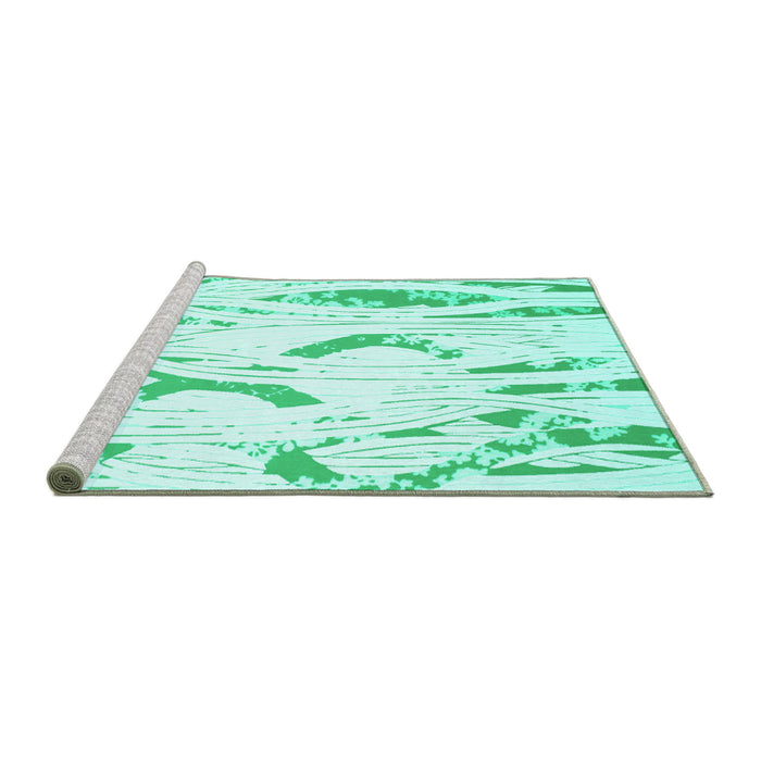 Sideview of Machine Washable Abstract Turquoise Contemporary Area Rugs, wshcon258turq