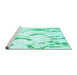 Sideview of Machine Washable Abstract Turquoise Contemporary Area Rugs, wshcon258turq