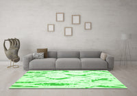 Machine Washable Abstract Green Contemporary Rug, wshcon258grn