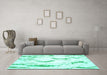 Machine Washable Abstract Turquoise Contemporary Area Rugs in a Living Room,, wshcon258turq