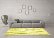 Machine Washable Abstract Yellow Contemporary Rug in a Living Room, wshcon258yw