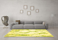 Machine Washable Abstract Yellow Contemporary Rug, wshcon258yw