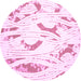 Round Abstract Pink Contemporary Rug, con258pnk