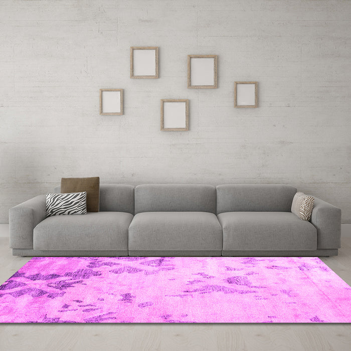 Machine Washable Abstract Pink Contemporary Rug in a Living Room, wshcon2590pnk