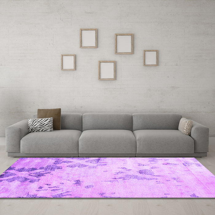 Machine Washable Abstract Purple Contemporary Area Rugs in a Living Room, wshcon2590pur