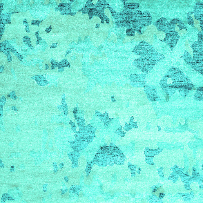 Machine Washable Abstract Turquoise Contemporary Area Rugs, wshcon2590turq