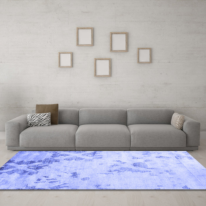 Machine Washable Abstract Blue Contemporary Rug in a Living Room, wshcon2590blu