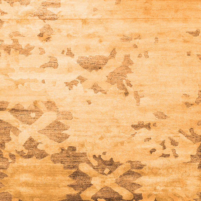 Round Machine Washable Abstract Orange Contemporary Area Rugs, wshcon2590org