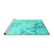 Sideview of Machine Washable Abstract Turquoise Contemporary Area Rugs, wshcon2590turq