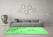 Machine Washable Abstract Emerald Green Contemporary Area Rugs in a Living Room,, wshcon2590emgrn