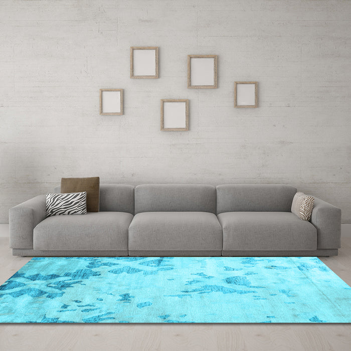Machine Washable Abstract Light Blue Contemporary Rug in a Living Room, wshcon2590lblu