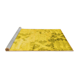 Sideview of Machine Washable Abstract Yellow Contemporary Rug, wshcon2590yw
