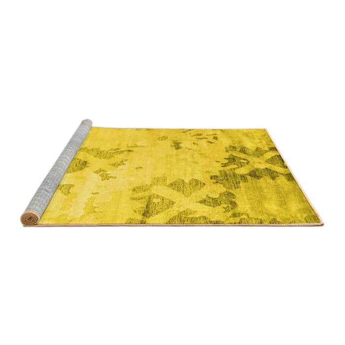 Sideview of Machine Washable Abstract Yellow Contemporary Rug, wshcon2590yw