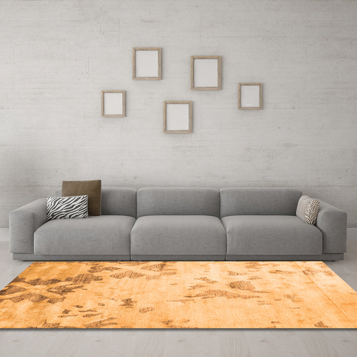Machine Washable Abstract Orange Contemporary Area Rugs in a Living Room, wshcon2590org