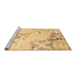 Sideview of Machine Washable Abstract Brown Contemporary Rug, wshcon2590brn