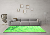 Machine Washable Abstract Green Contemporary Rug, wshcon2590grn