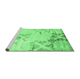 Sideview of Machine Washable Abstract Emerald Green Contemporary Area Rugs, wshcon2590emgrn