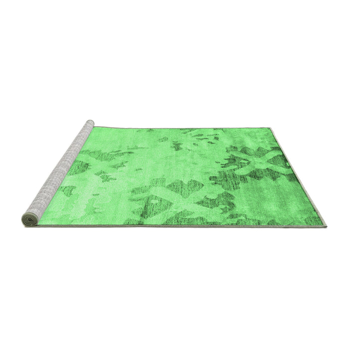 Sideview of Machine Washable Abstract Emerald Green Contemporary Area Rugs, wshcon2590emgrn