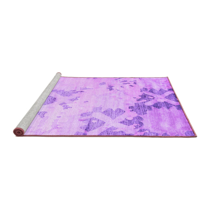 Sideview of Machine Washable Abstract Purple Contemporary Area Rugs, wshcon2590pur